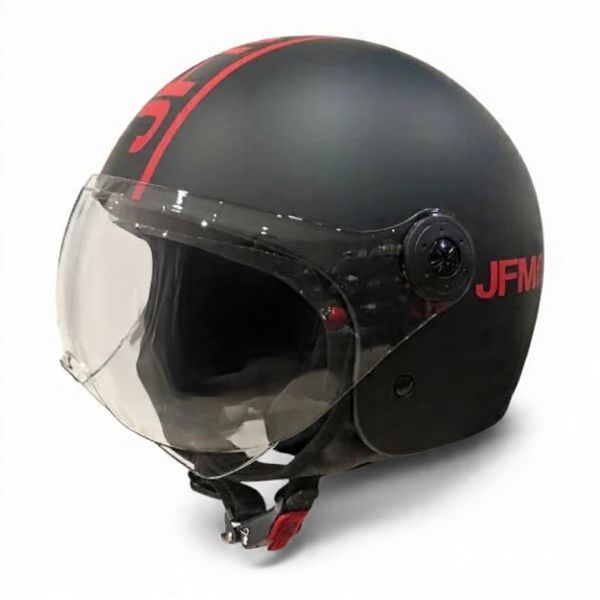 CASCO DEMI JET JFM 401 NEW FASHION - nero opaco/porpora fluo