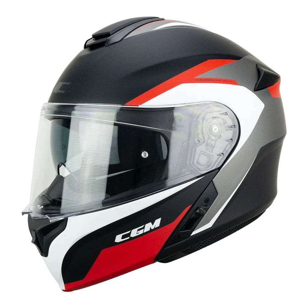 CASCO MODULARE CGM 568 BER DRESDA - nero/rosso opaco