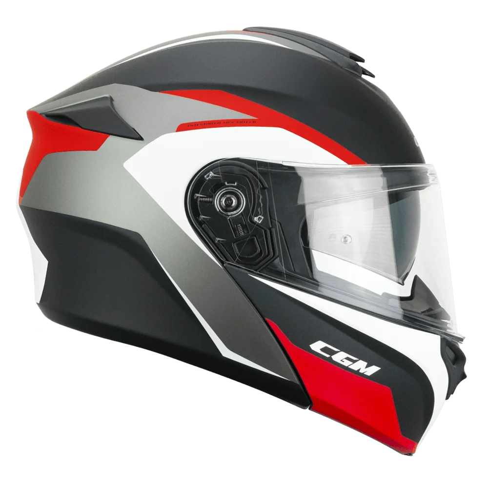 CASCO MODULARE CGM 568 BER DRESDA - nero/rosso opaco