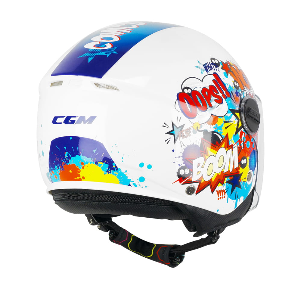 CASCO BAMBINO CGM 261 MINI COMICS - blu/bianco lucido