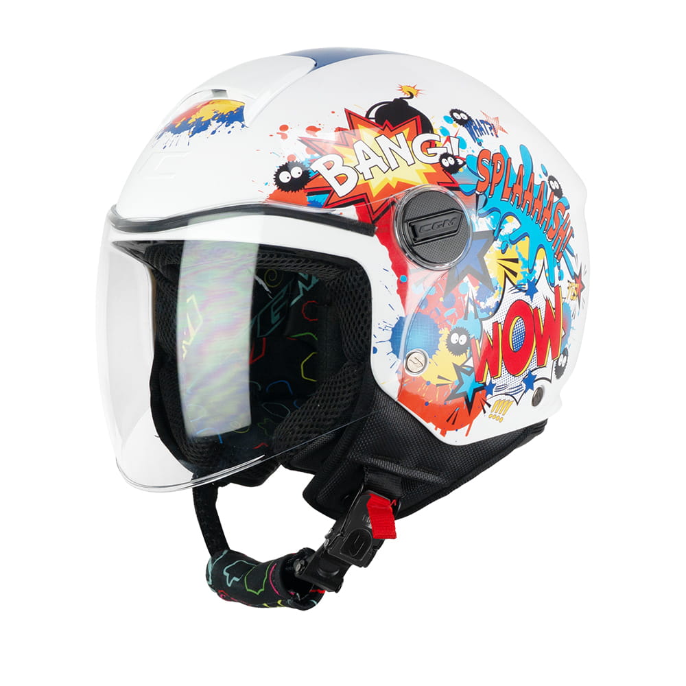 CASCO BAMBINO CGM 261 MINI COMICS - blu/bianco lucido