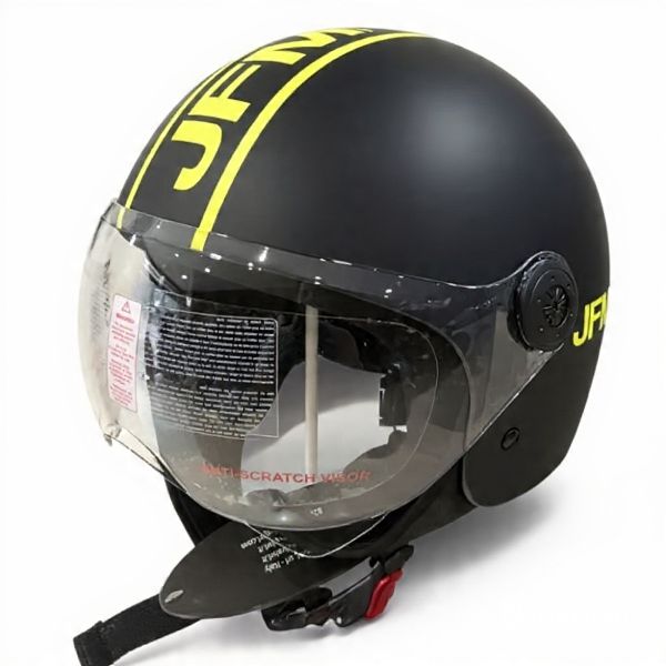 CASCO DEMI JET JFM 401 NEW FASHION - nero opaco/giallo fluo