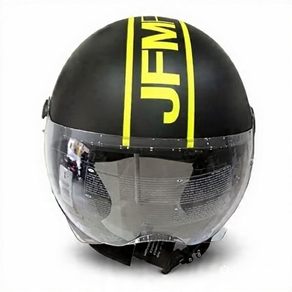 CASCO DEMI JET JFM 401 NEW FASHION - nero opaco/giallo fluo