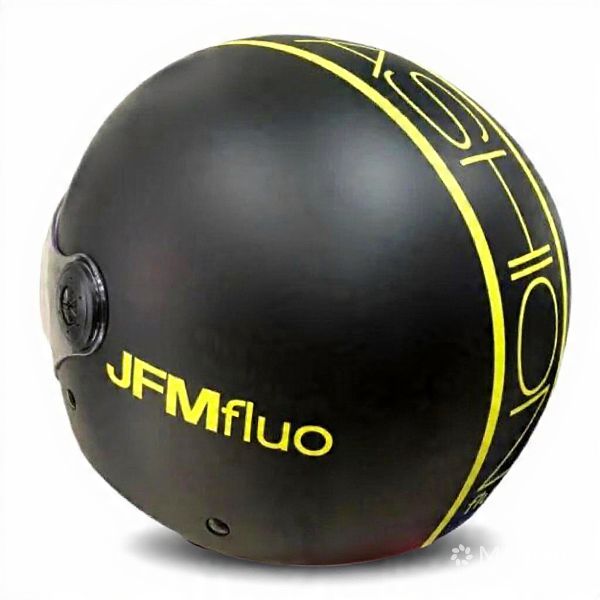 CASCO DEMI JET JFM 401 NEW FASHION - nero opaco/giallo fluo
