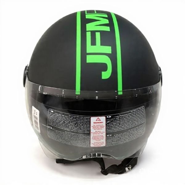 CASCO DEMI JET JFM 401 NEW FASHION - nero opaco/verde fluo