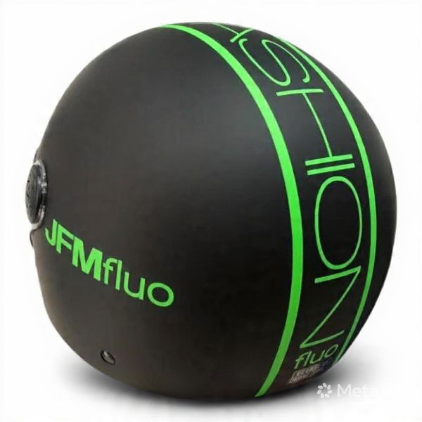CASCO DEMI JET JFM 401 NEW FASHION - nero opaco/verde fluo