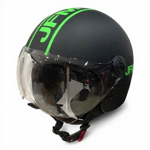 CASCO DEMI JET JFM 401 NEW FASHION - nero opaco/verde fluo