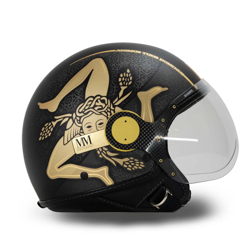 CASCO JET MM INDIPENDENT SICILIA TRINACRIA 2.0 - nero opaco oro