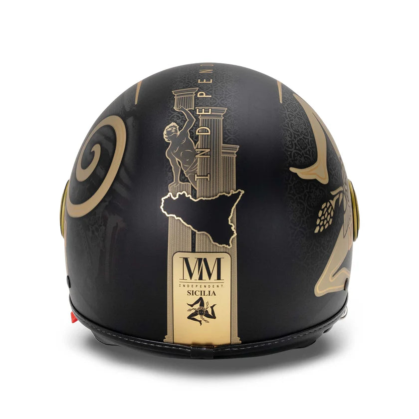 CASCO JET MM INDIPENDENT SICILIA TRINACRIA 2.0 - nero opaco oro