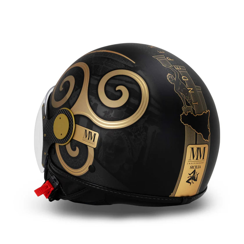 CASCO JET MM INDIPENDENT SICILIA TRINACRIA 2.0 - nero opaco oro