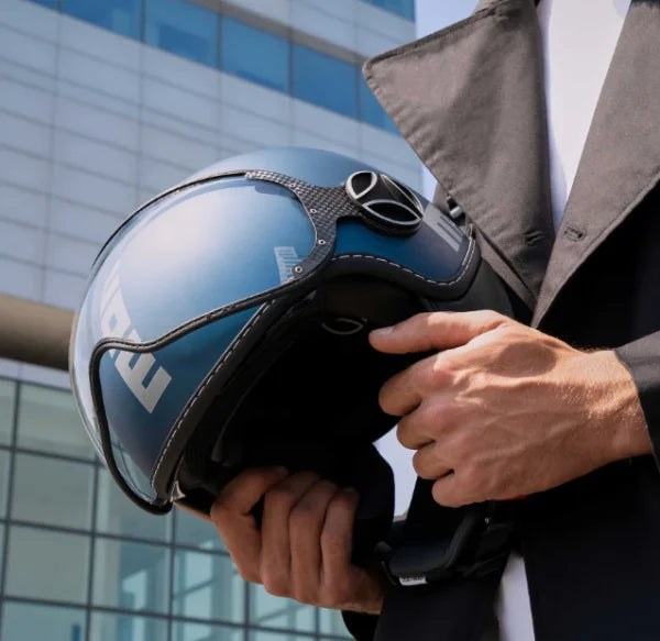 CASCO JET MOMODESIGN FGTR EVO E2206 - blu avio argento opaco