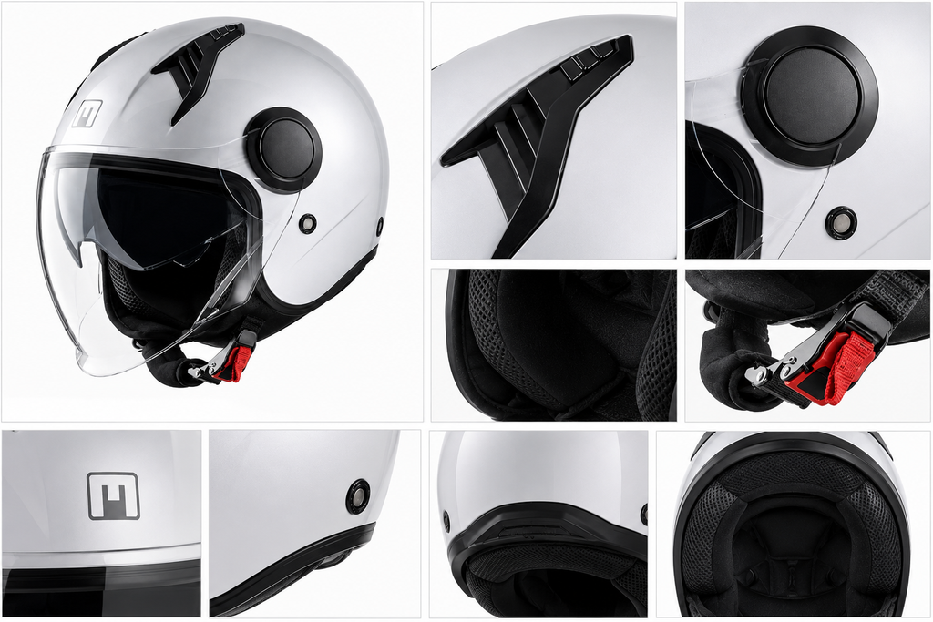 CASCO JET MPH NEW ONE - argento metallizzato lucido
