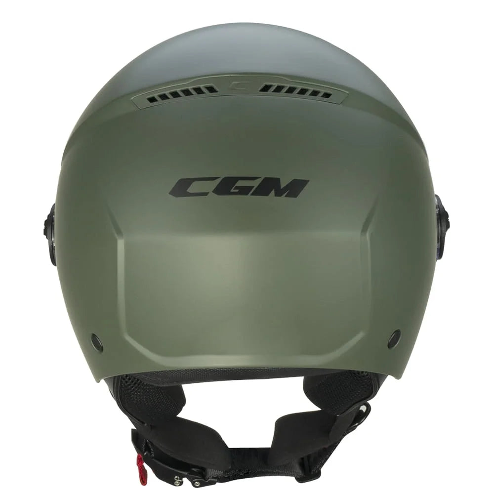 CASCO JET CGM 167 FLO MONO - verde opaco/visiera lunga