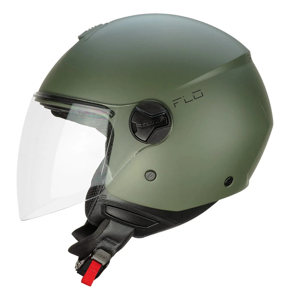 CASCO JET CGM 167 FLO MONO - verde opaco/visiera lunga