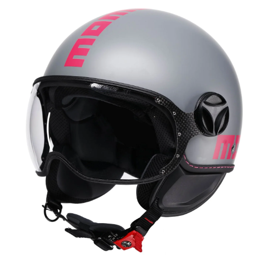 CASCO JET MOMODESIGN FGTR CLASSIC FLUO E2206 - grigio opaco/fuxia fluo