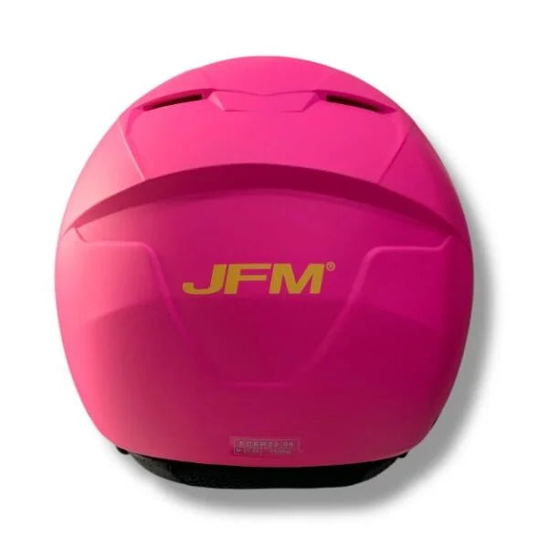 CASCO DEMI JET JFM 205 VISIERA LUNGA - rosa opaco con cover, viti e logo giallo