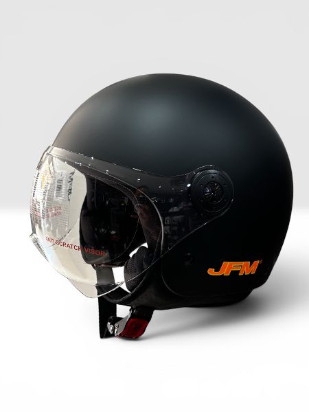 CASCO DEMI JET JFM 900 LUNCH TIME - nero opaco/arancio-giallo