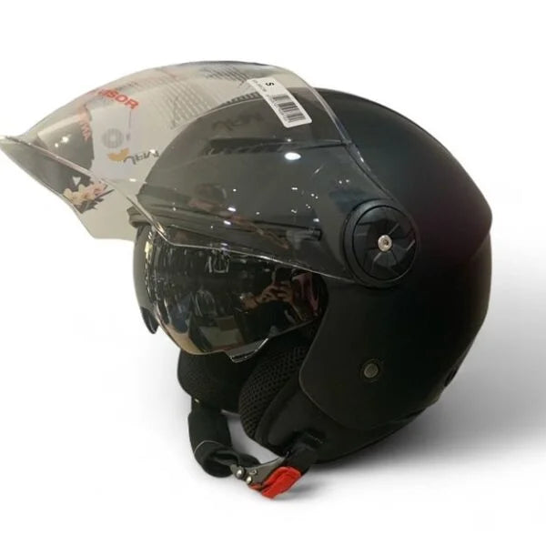 CASCO JET JFM 251 DOPPIA VISIERA LUNGA - nero opaco