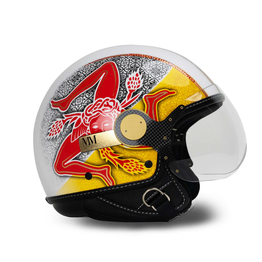 CASCO JET MM INDIPENDENT SICILIA TRINACRIA 2.0 - giallo rosso lucido