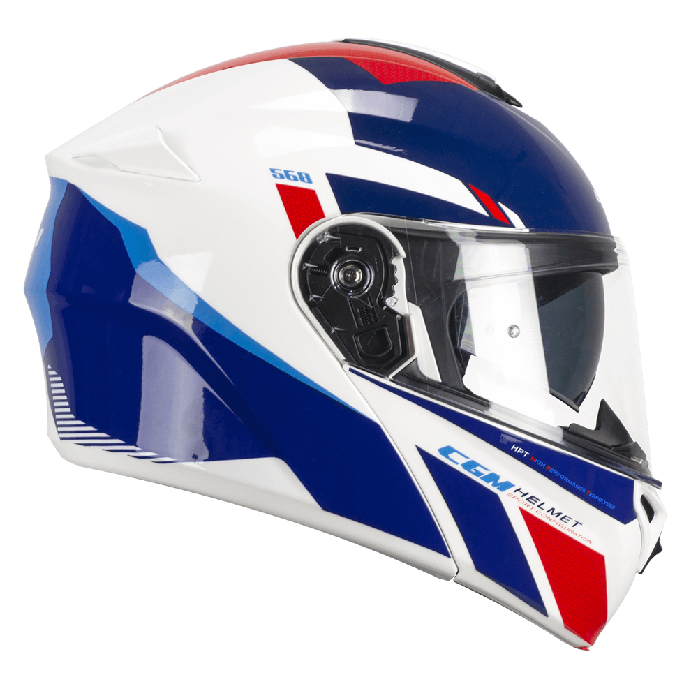 CASCO MODULARE CGM 568 BER SPORT - bianco/blu/rosso lucido
