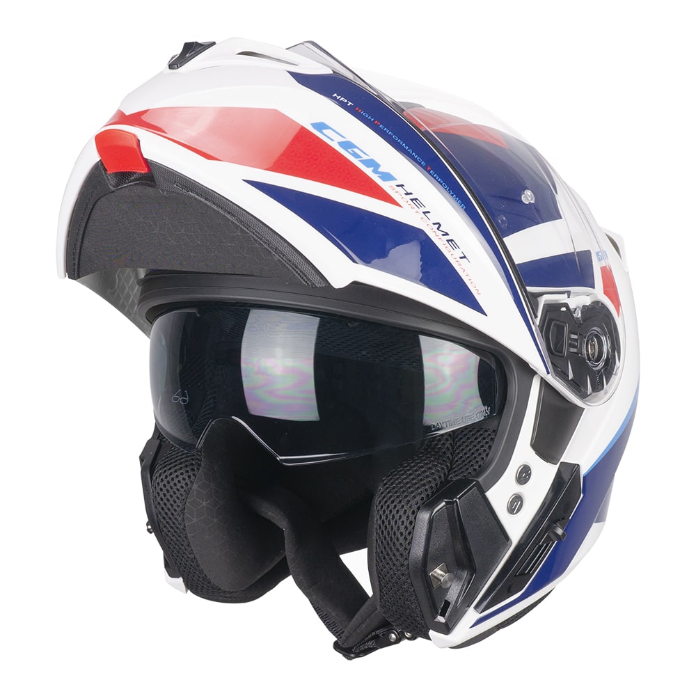 CASCO MODULARE CGM 568 BER SPORT - bianco/blu/rosso lucido