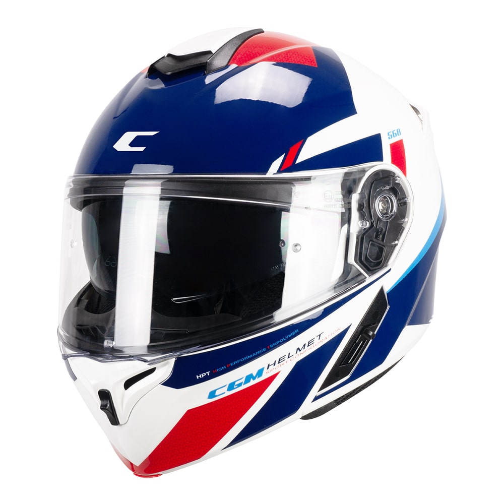 CASCO MODULARE CGM 568 BER SPORT - bianco/blu/rosso lucido