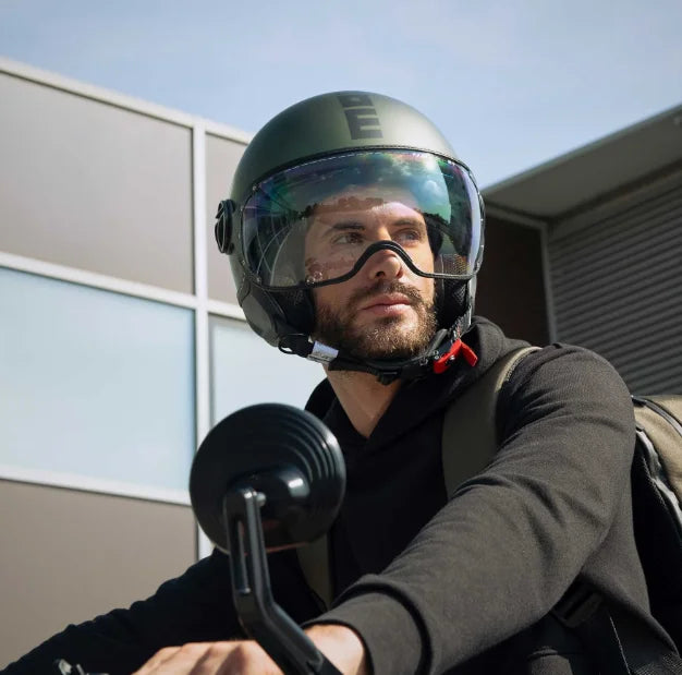 CASCO JET MOMODESIGN FGTR EVO MONO E2206 - verde opaco/nero