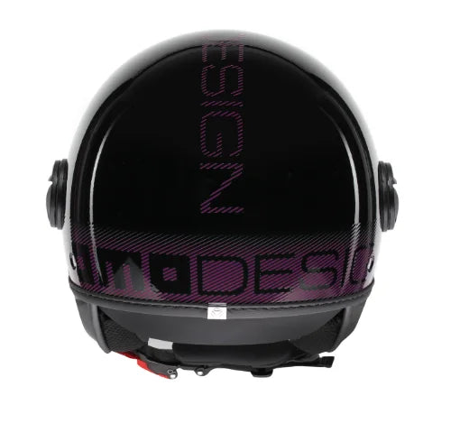 CASCO JET MOMODESIGN FGTR CLASSIC STRIPES GLITTER E2206 - nero lucido fucsia