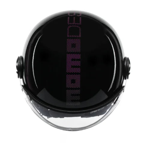 CASCO JET MOMODESIGN FGTR CLASSIC STRIPES GLITTER E2206 - nero lucido fucsia