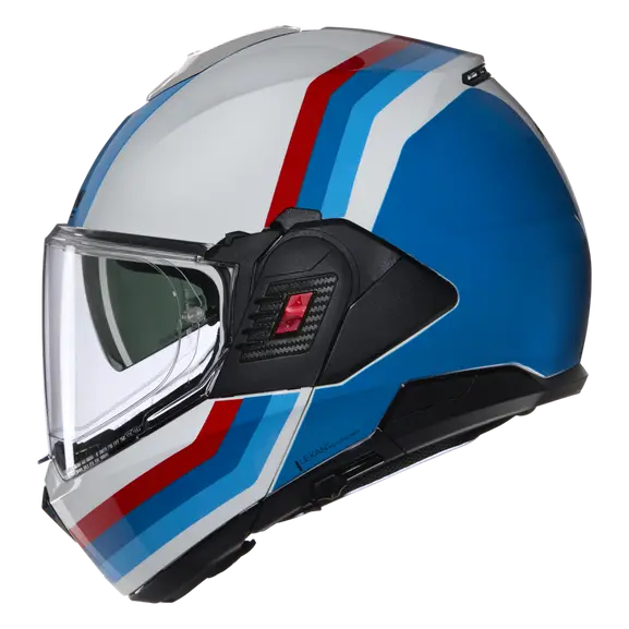 CASCO REVERSIBILE NOLAN N120-1 LINEO 347 - bianco, blu, rosso lucido