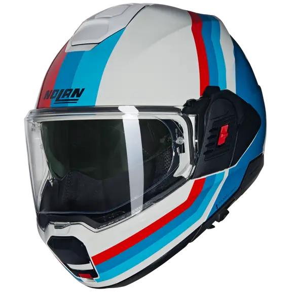 CASCO REVERSIBILE NOLAN N120-1 LINEO 347 - bianco, blu, rosso lucido