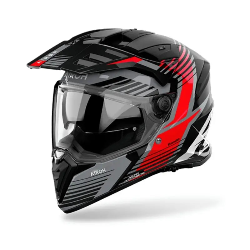 CASCO INTEGRALE AIROH BANDIT SPICY - rosso grigio nero lucido