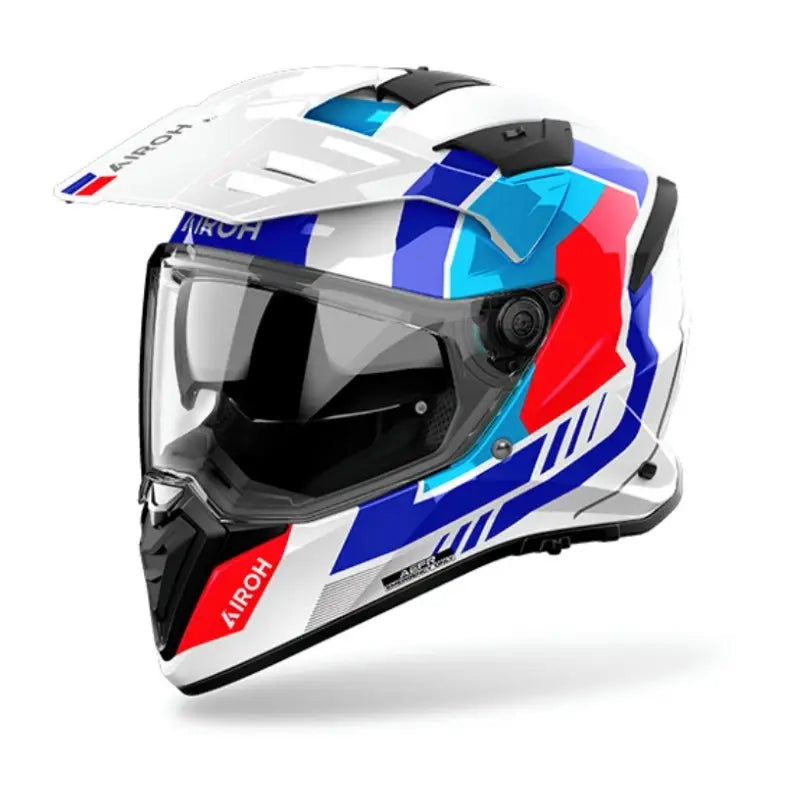 CASCO INTEGRALE AIROH BANDIT HORN - bianco/rosso/blu lucido