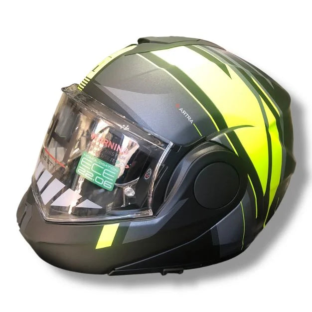 CASCO REVERSIBILE MPH ARTRA ECE 22.06 GRAFICA VISION - nero argento giallo opaco