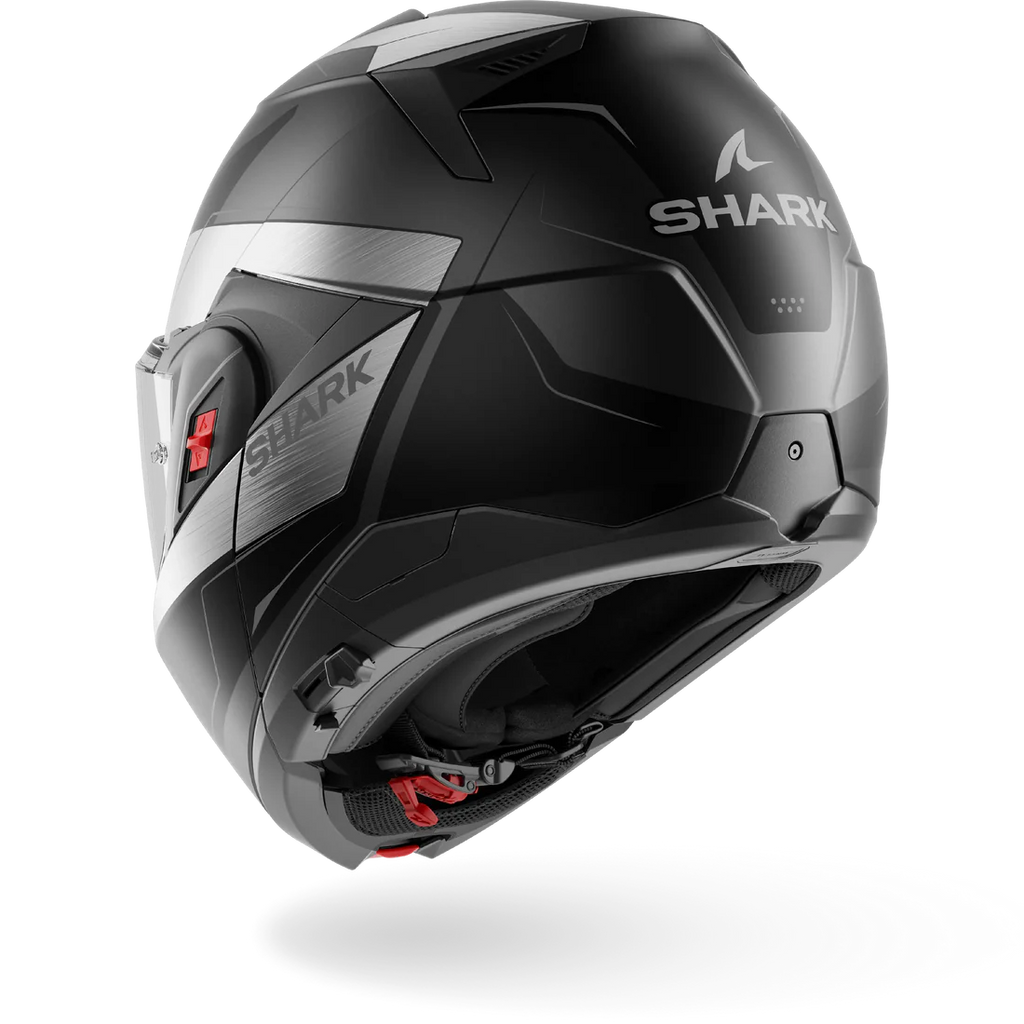 CASCO REVERSIBILE SHARK OXO MEKARIUM Mat AUK - antracite/cromo/nero opaco