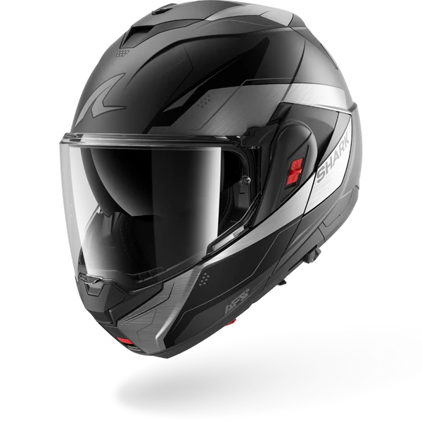 CASCO REVERSIBILE SHARK OXO MEKARIUM Mat AUK - antracite/cromo/nero opaco