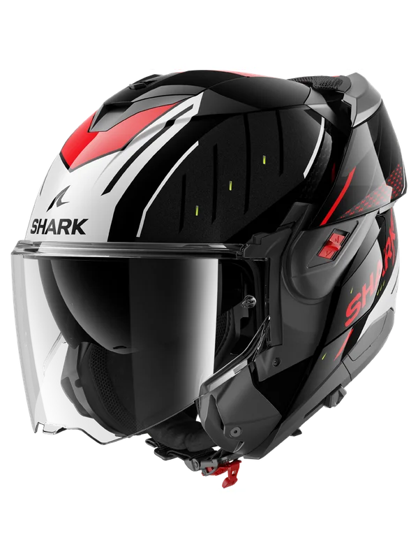 CASCO REVERSIBILE SHARK OXO RYDGER KSR - nero argento rosso lucido