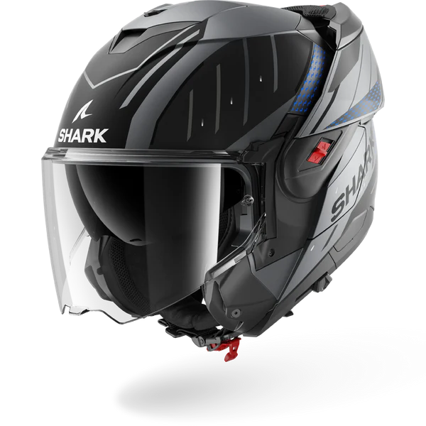 CASCO REVERSIBILE SHARK OXO RYDGER Mat ABK - antracite/blu/nero opaco