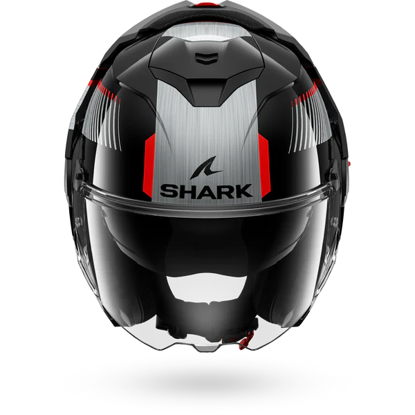 CASCO REVERSIBILE SHARK OXO SIKTER KUS - nero/cromo/argento lucido