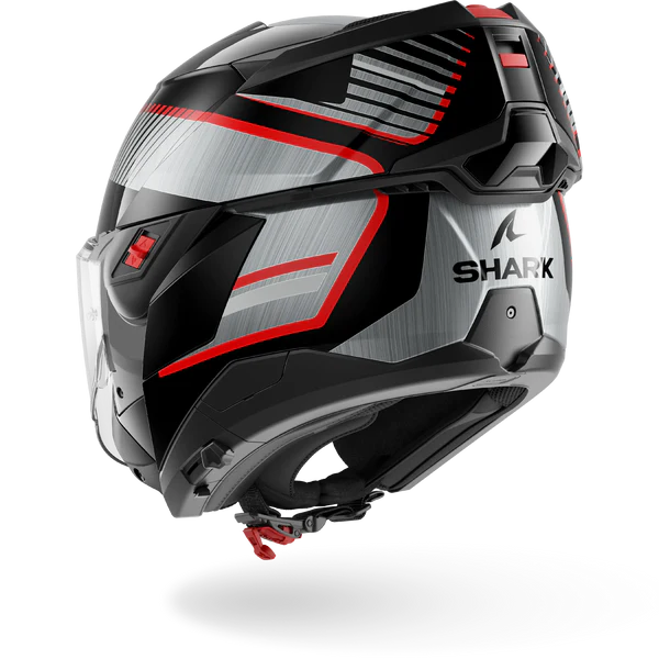 CASCO REVERSIBILE SHARK OXO SIKTER KUS - nero/cromo/argento lucido