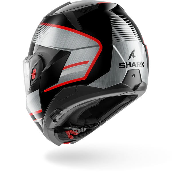 CASCO REVERSIBILE SHARK OXO SIKTER KUS - nero/cromo/argento lucido