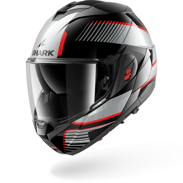 CASCO REVERSIBILE SHARK OXO SIKTER KUS - nero/cromo/argento lucido