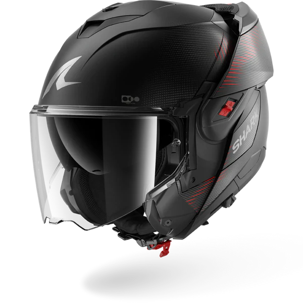 CASCO REVERSIBILE SHARK OXO SP LYNE Mat KAA - nero/antracite/rosso opaco