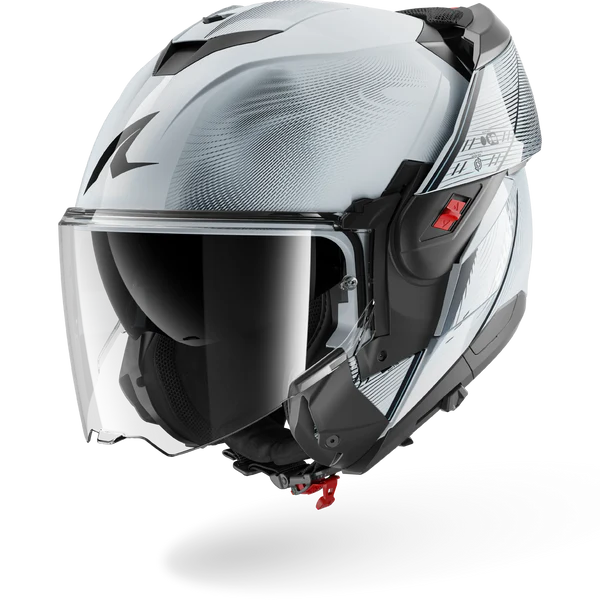CASCO REVERSIBILE SHARK OXO SPEED-TECH SWK - argento/bianco/nero lucido