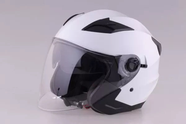 CASCO JET JFM 221 VISIERA LUNGA - bianco lucido