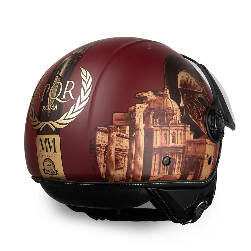 CASCO JET MM INDIPENDENT ROMA 3.0 A-VENTURA - rosso pompeiano, doppia visiera
