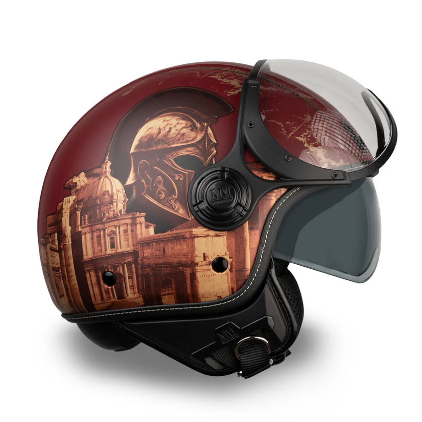 CASCO JET MM INDIPENDENT ROMA 3.0 A-VENTURA - rosso pompeiano, doppia visiera