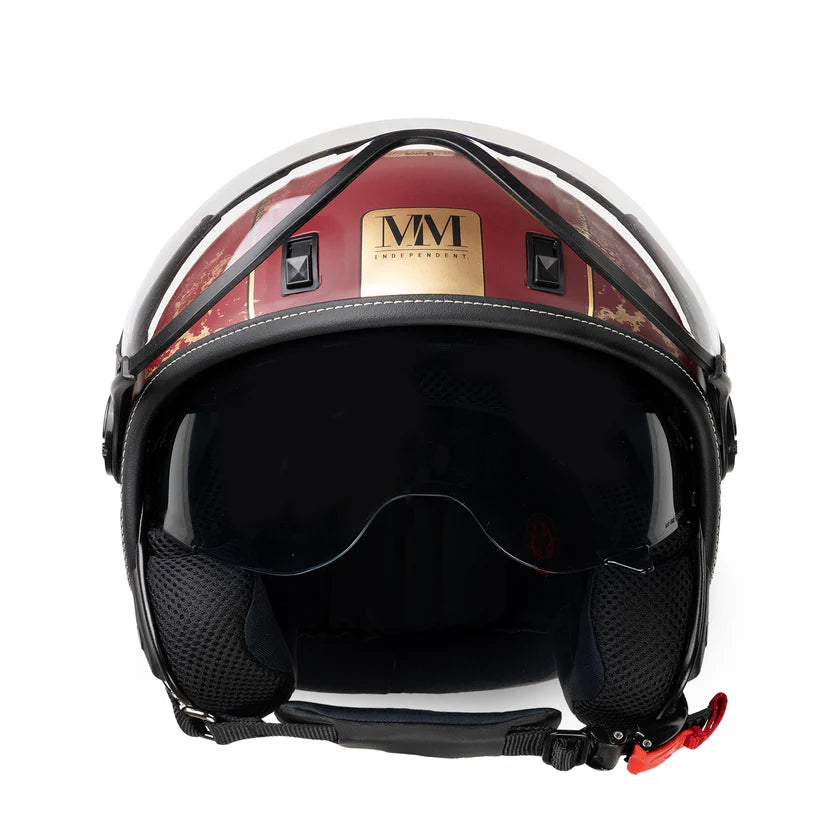 CASCO JET MM INDIPENDENT ROMA 3.0 A-VENTURA - rosso pompeiano, doppia visiera