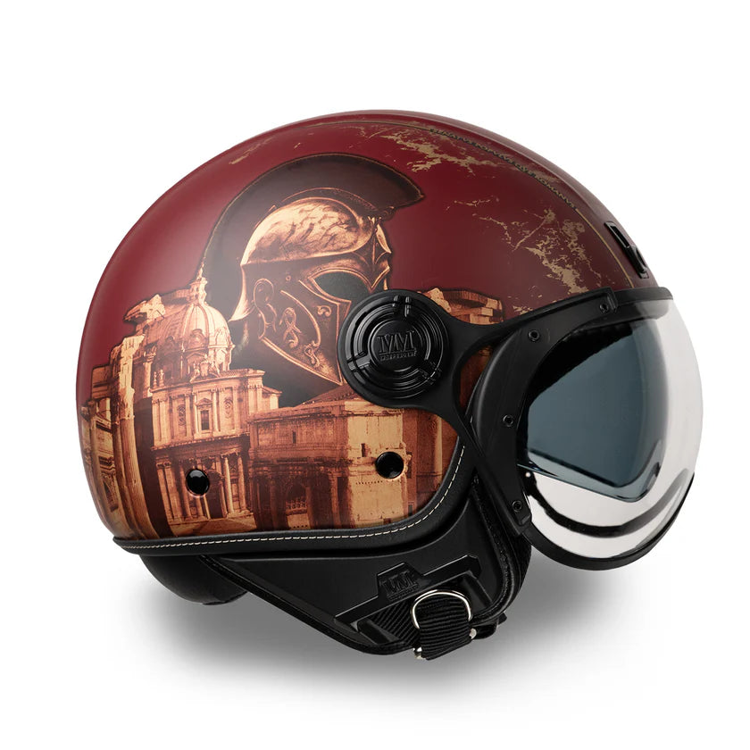 CASCO JET MM INDIPENDENT ROMA 3.0 A-VENTURA - rosso pompeiano, doppia visiera