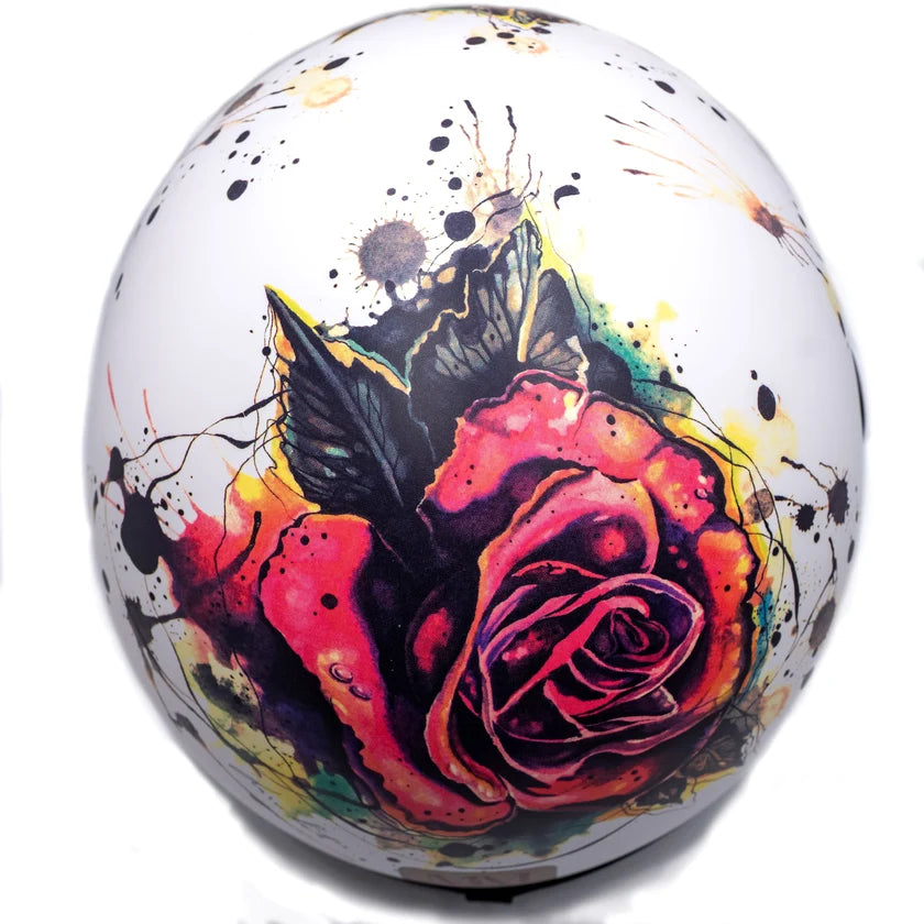 CASCO JET MM INDIPENDENT TATTOO ROSE - bianco opaco